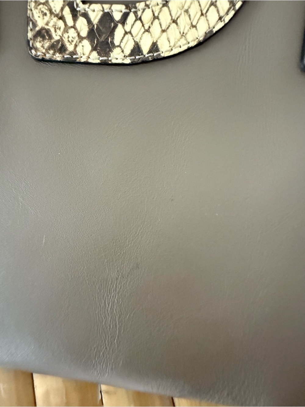 Fendi Taupe Leather Clutch with Snakeskin Logo and Gold Hardware - Picture 4 of 9